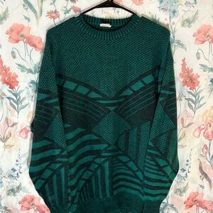 Vintage Mäser  Green Crewneck Geometric Sweater